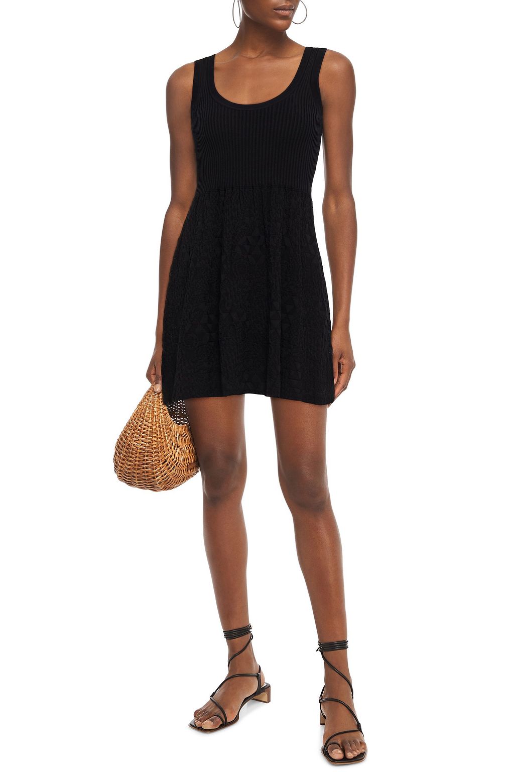 M MISSONI Paneled crochet-knit cotton mini dress
