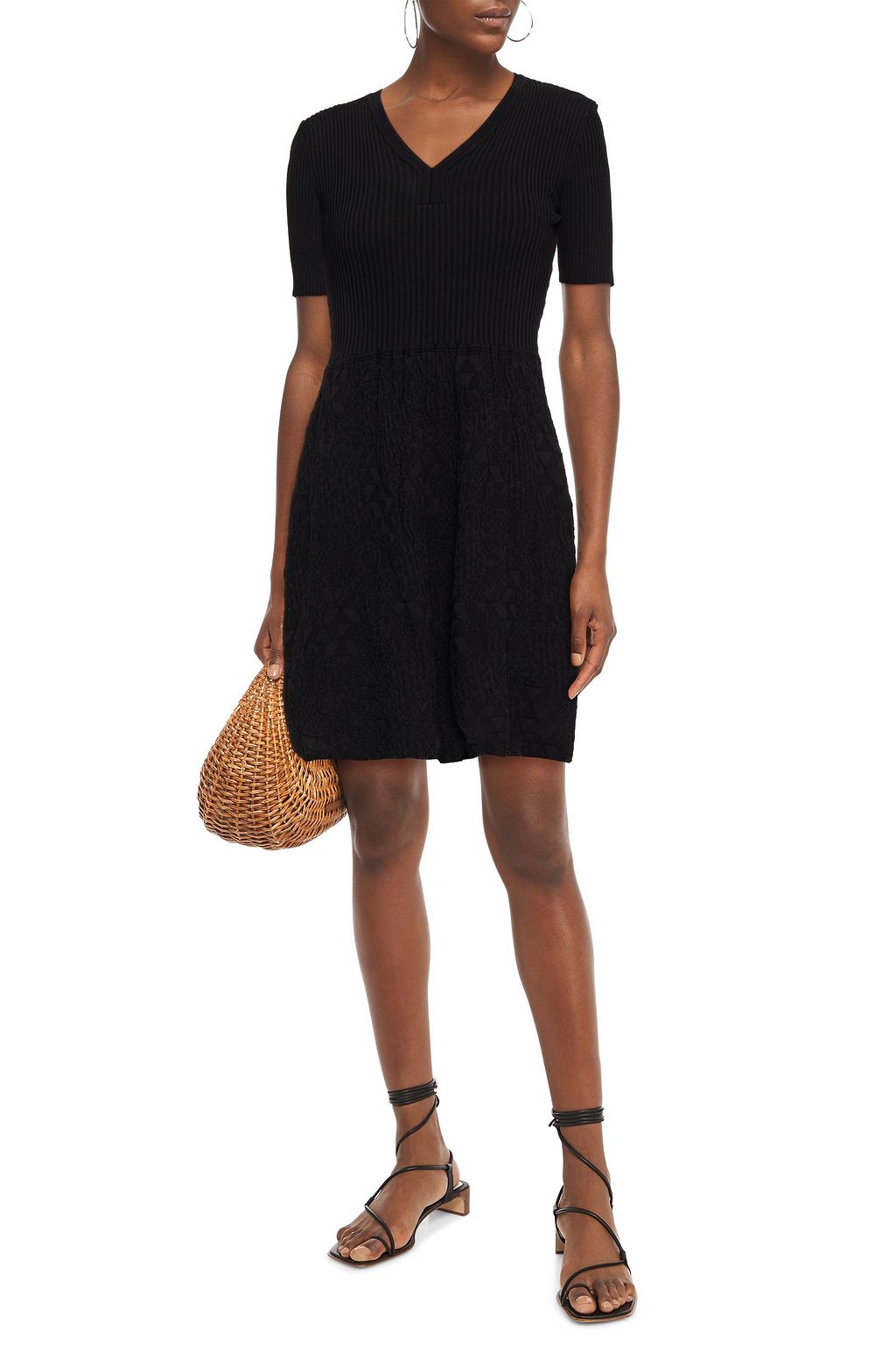 M MISSONI Ribbed and crochet-knit cotton dress