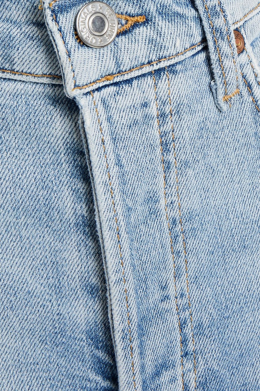 RE/DONE Cropped frayed mid-rise straight-leg jeans