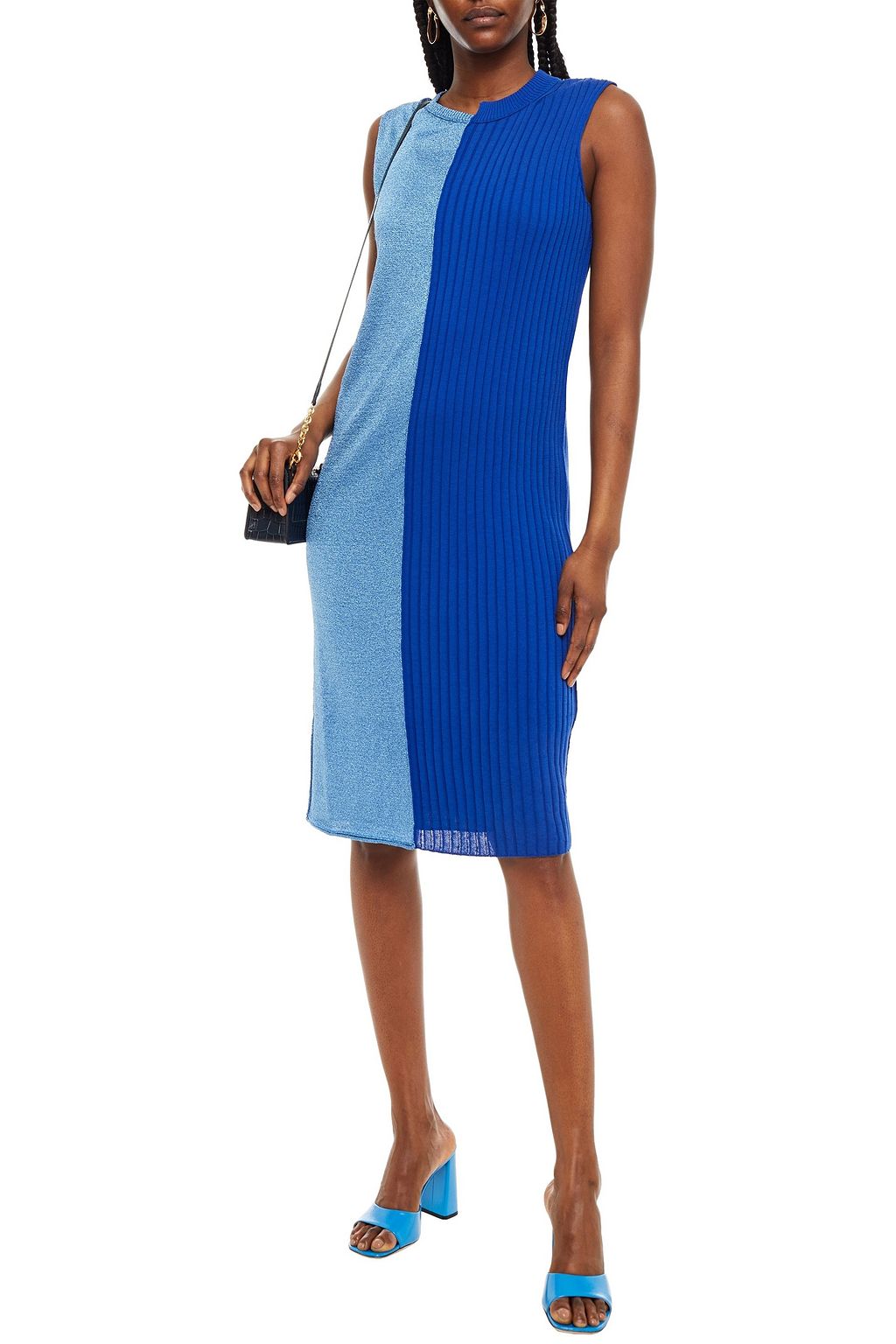 M MISSONI Ribbed and metallic crochet-knit cotton-blend dress