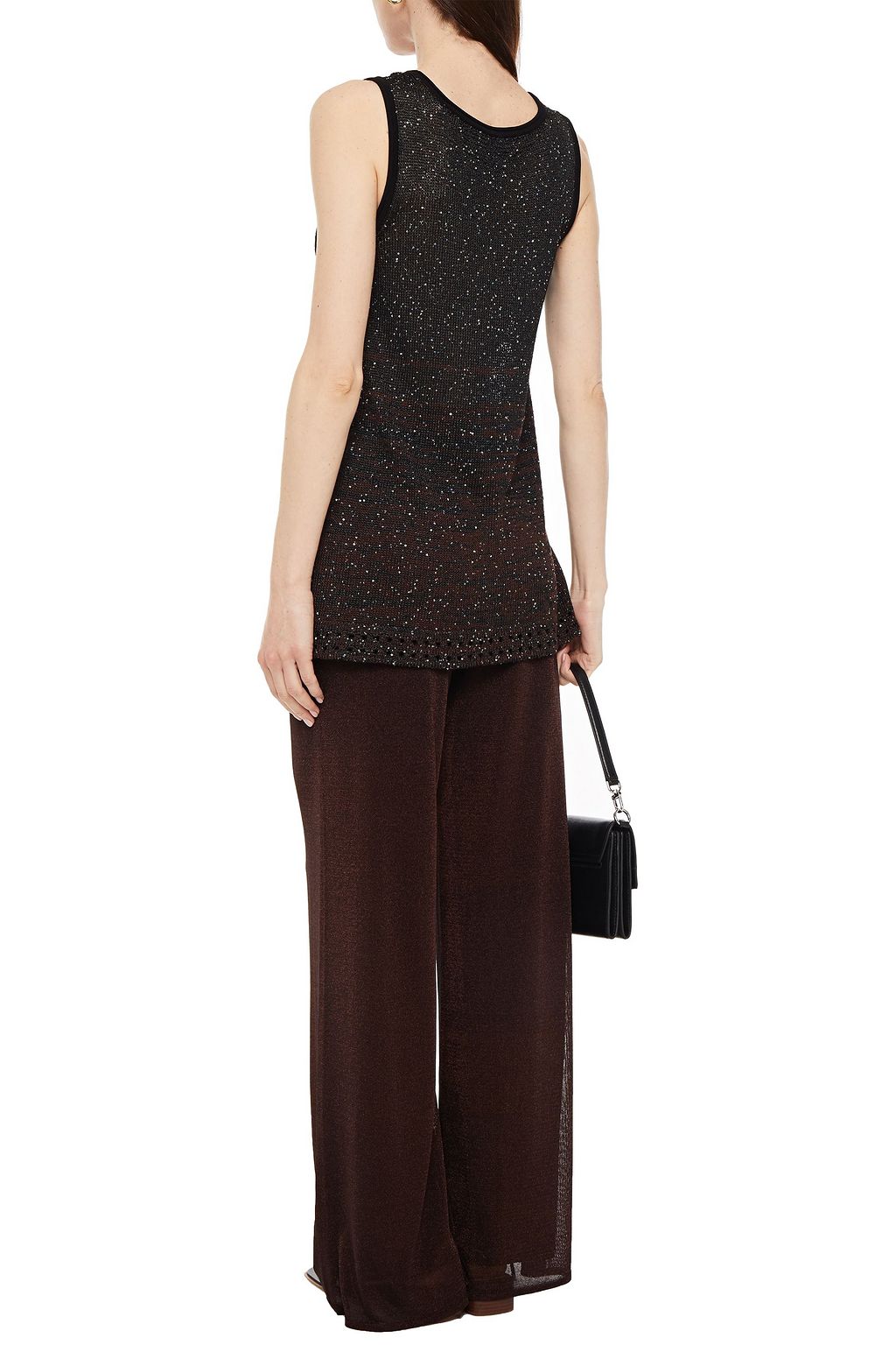 M MISSONI Sequin-embellished mélange crochet-knit tank