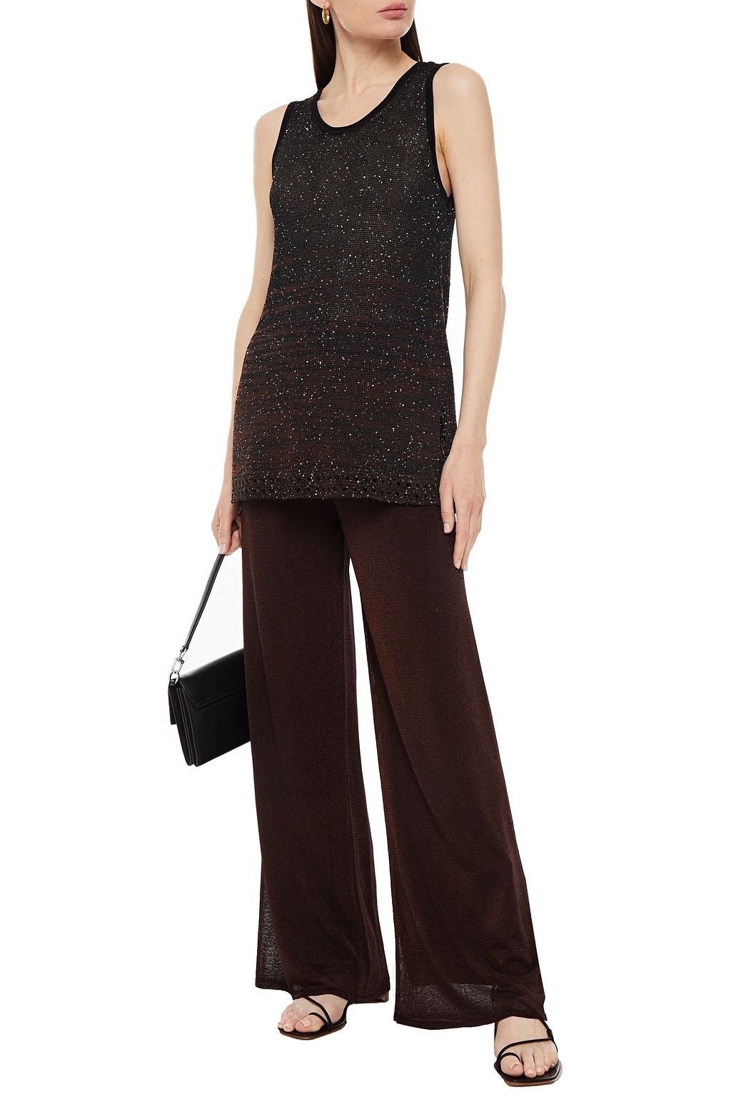 M MISSONI Sequin-embellished mélange crochet-knit tank