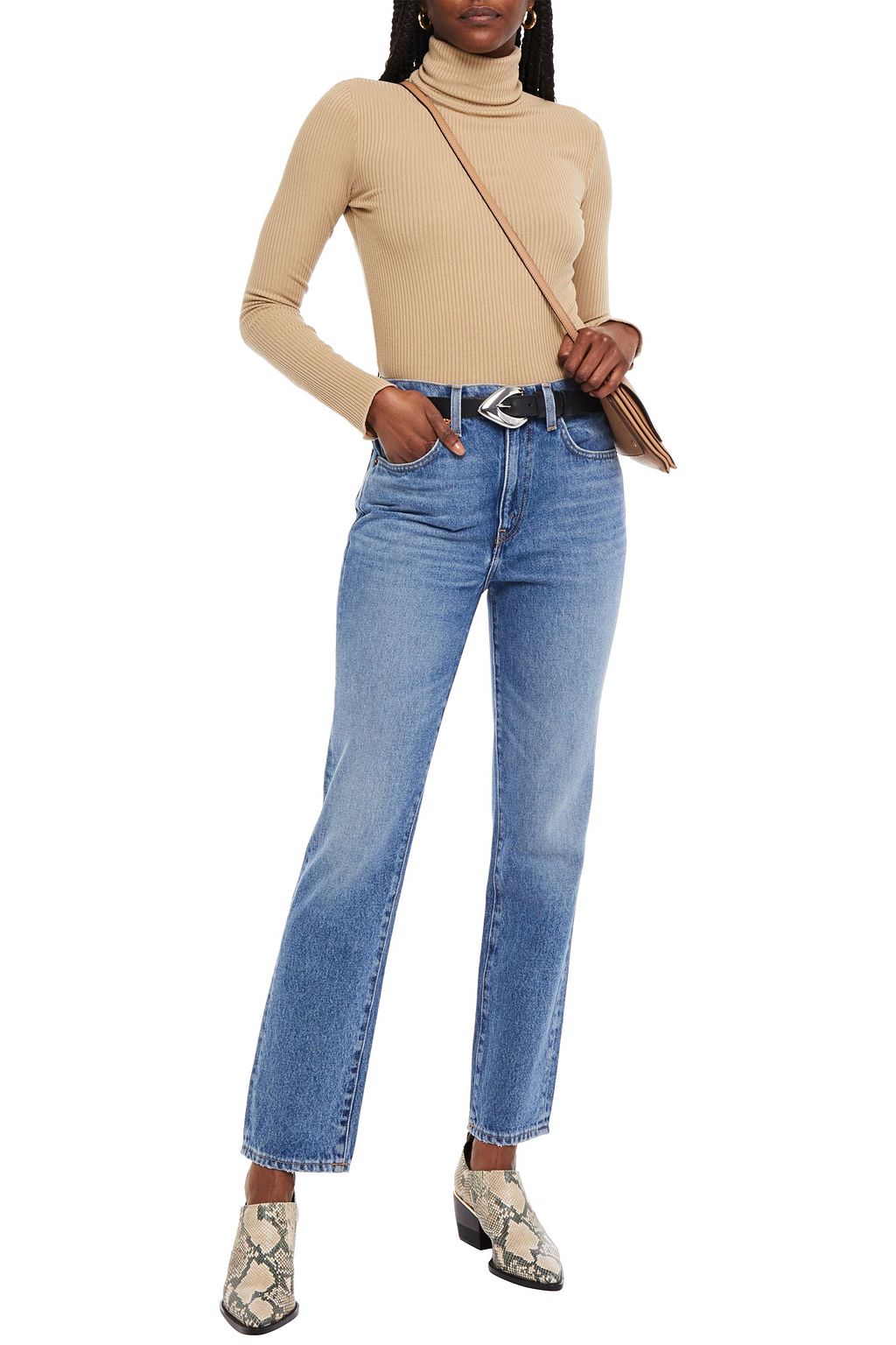 RE/DONE Ribbed modal-blend turtleneck top
