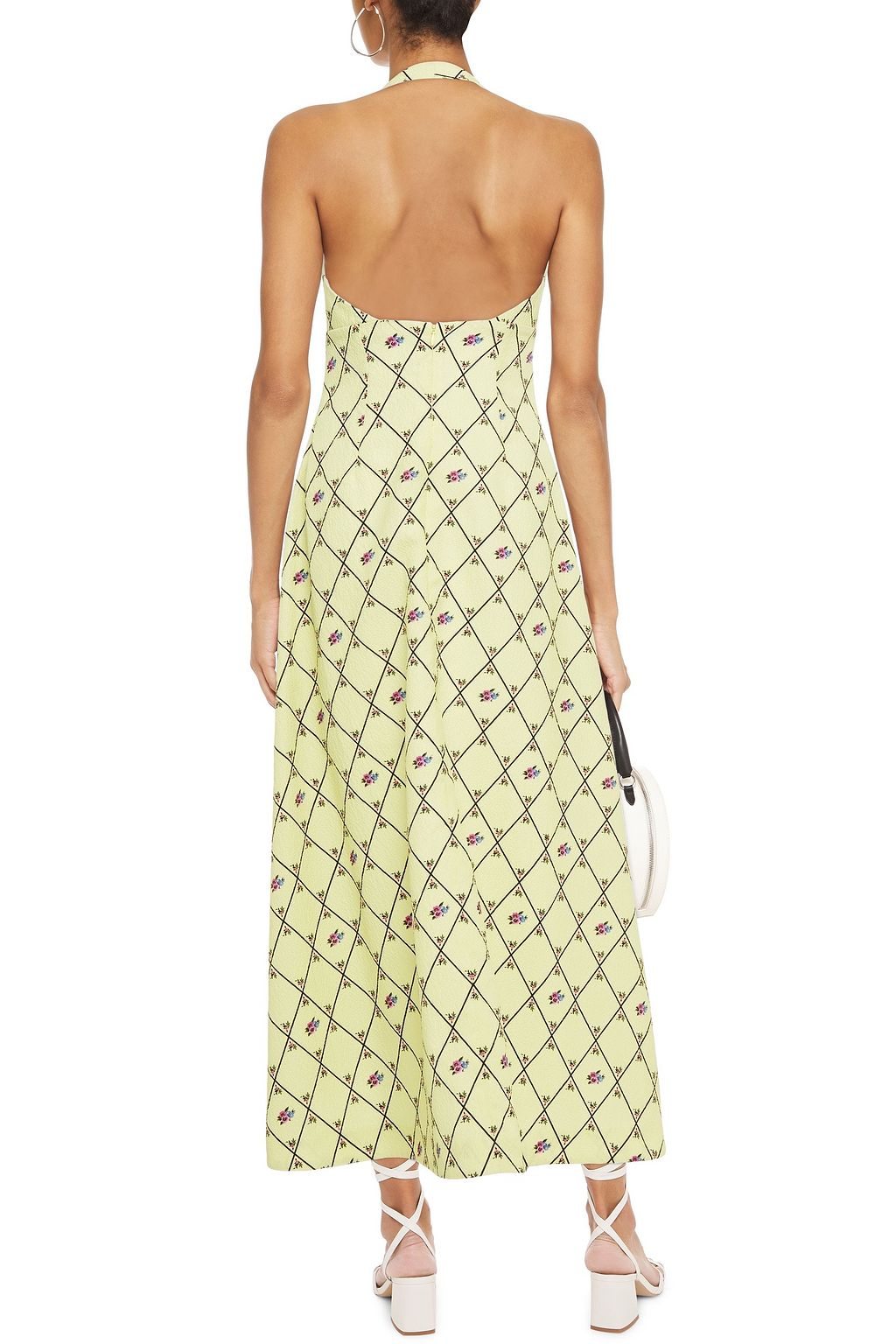 EMILIA WICKSTEAD Micah printed textured wool-crepe halterneck midi dress