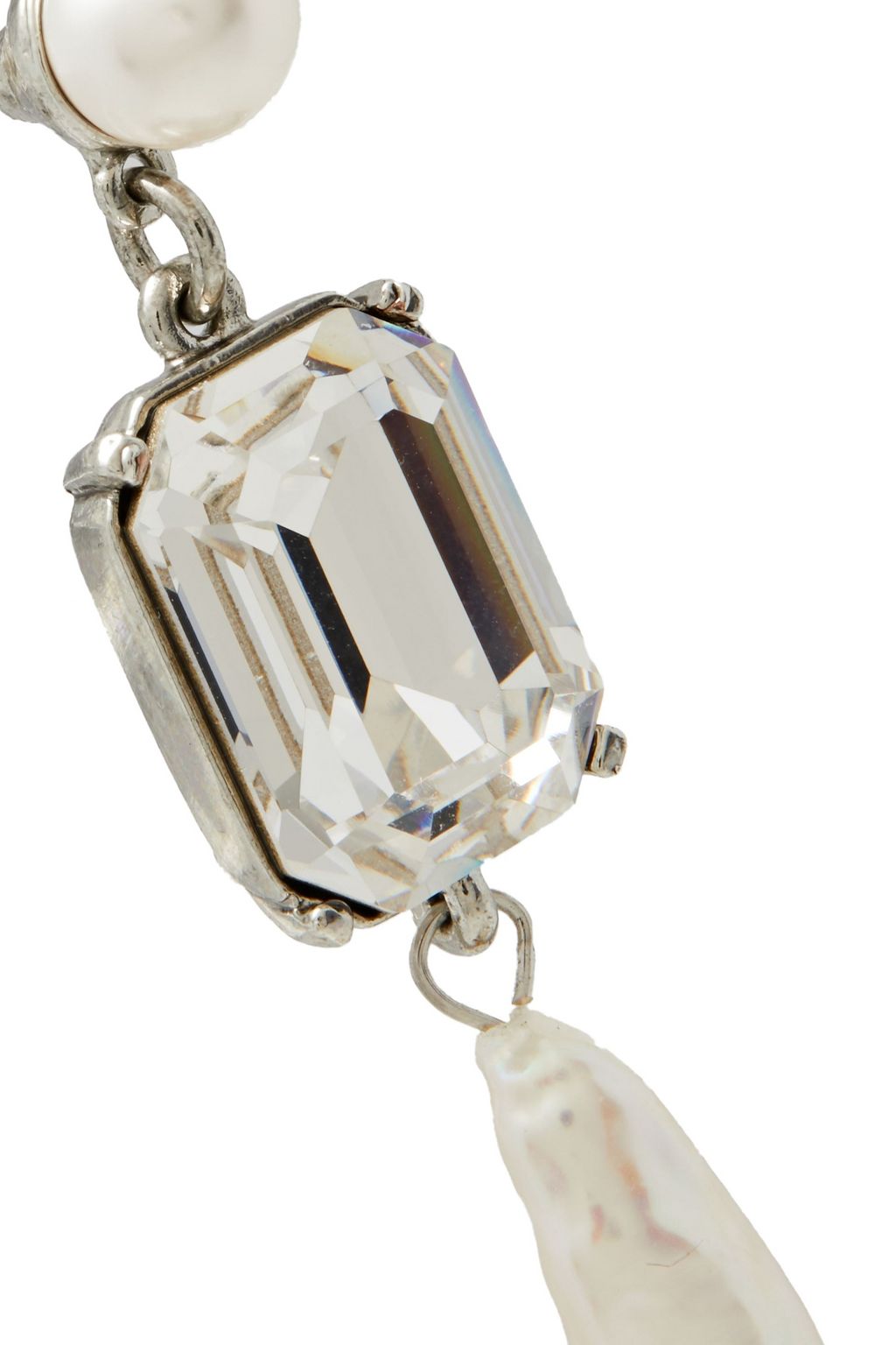 OSCAR DE LA RENTA Gold-tone, faux pearl and crystal earrings