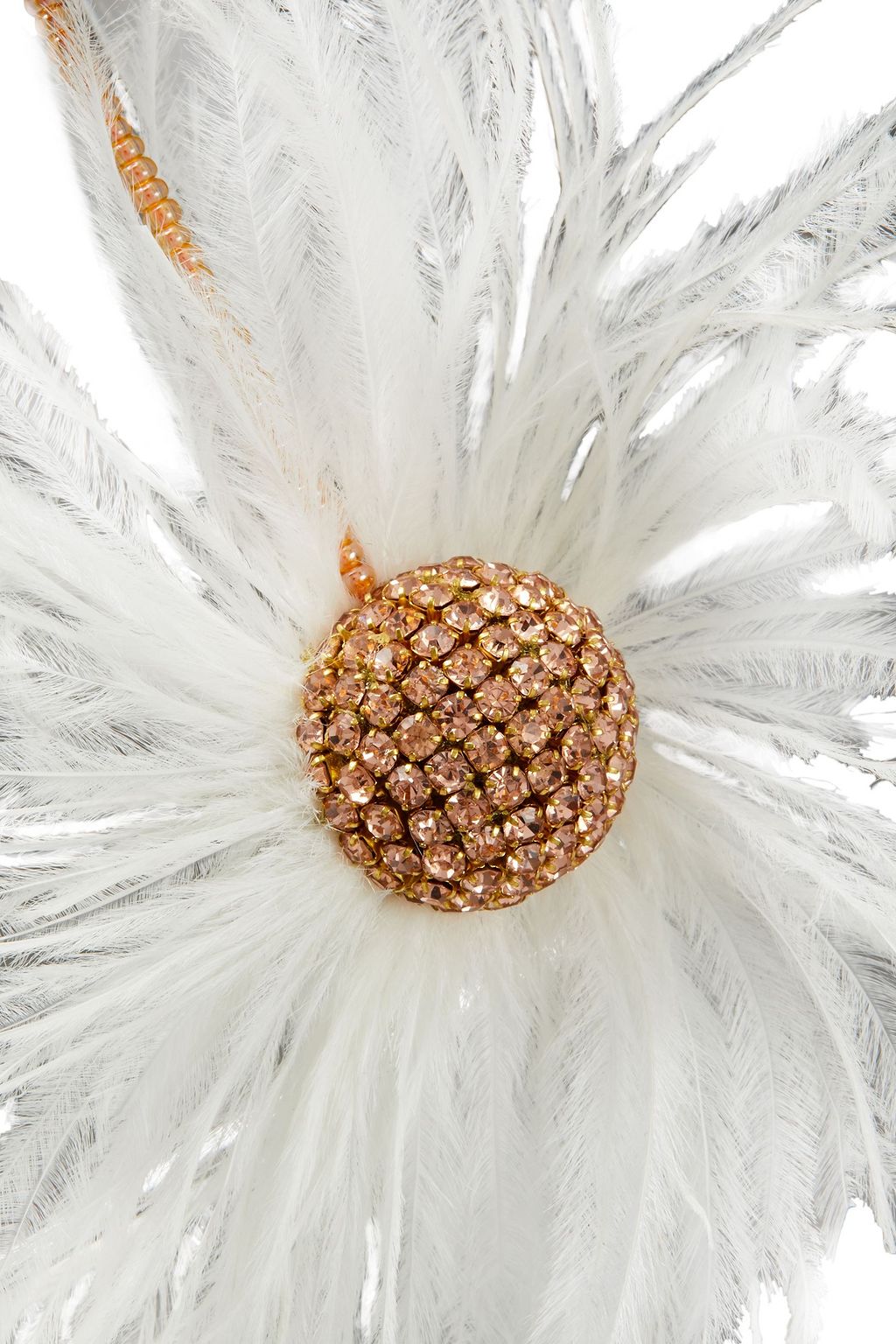 OSCAR DE LA RENTA Gold-tone, feather and crystal clip earrings