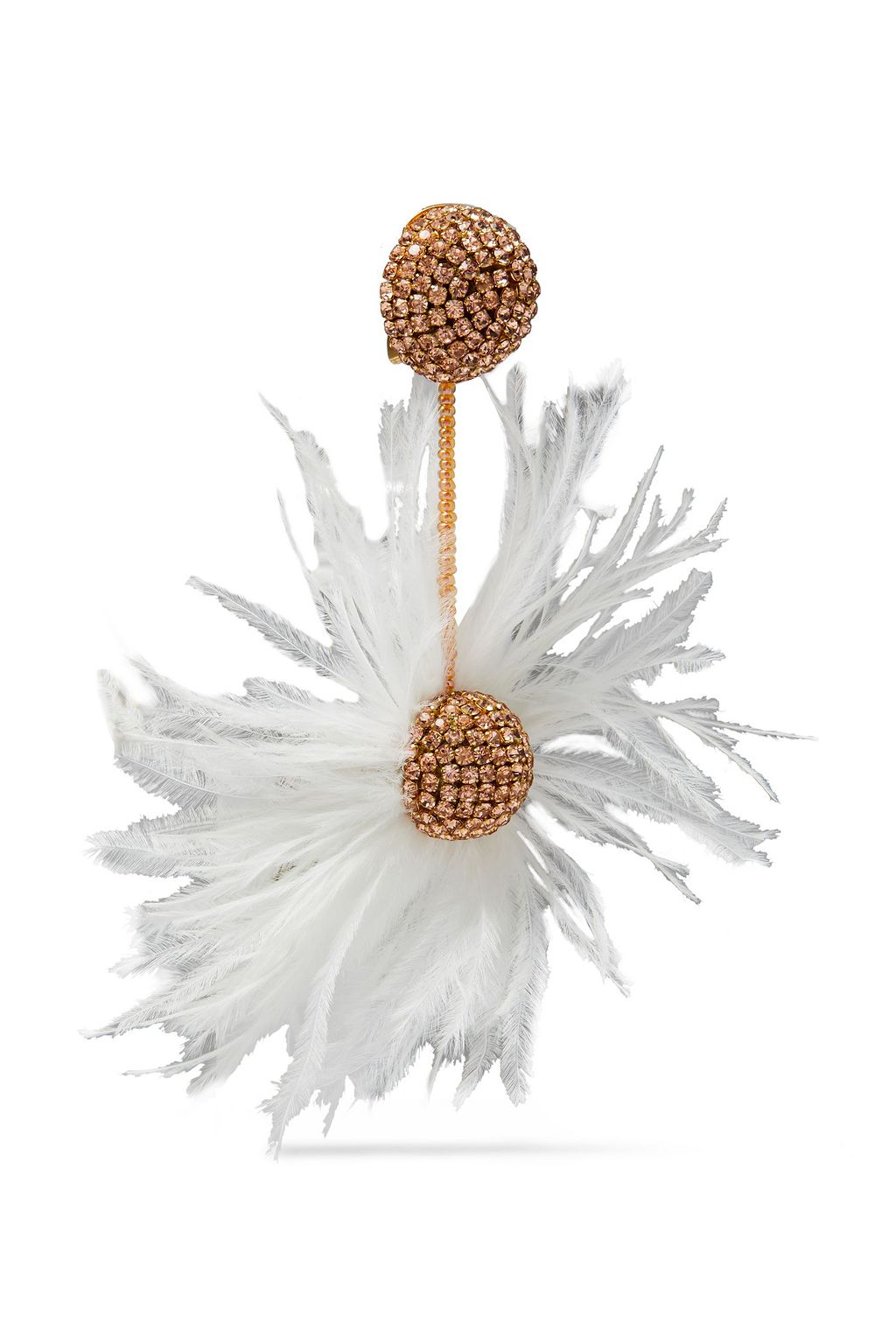 OSCAR DE LA RENTA Gold-tone, feather and crystal clip earrings