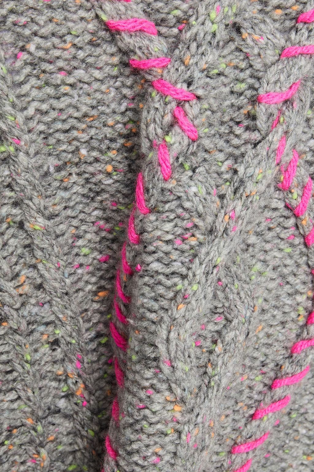 AUTUMN CASHMERE Whipstitched mélange cable-knit cashmere sweater