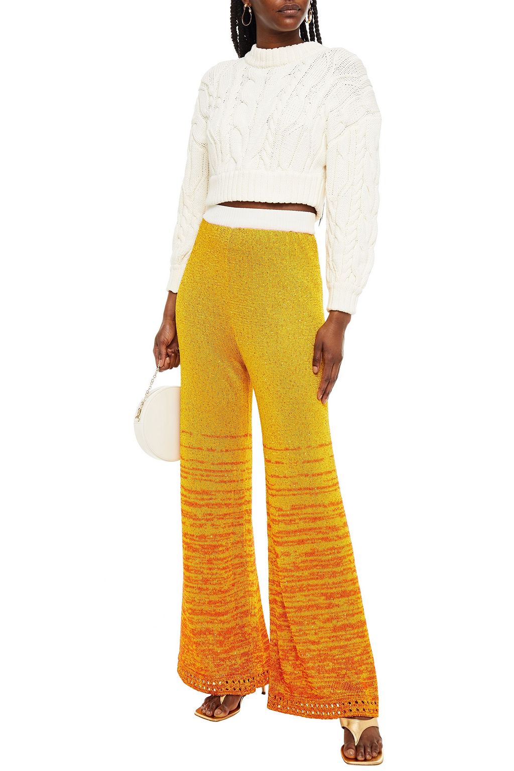 M MISSONI Sequin-embellished knitted wide-leg pants