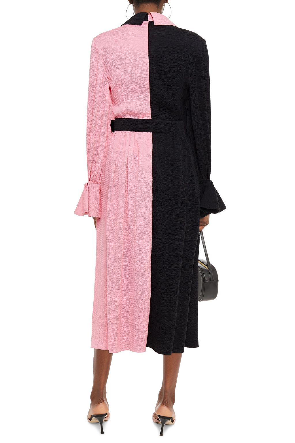 EMILIA WICKSTEAD Bernadita belted two-tone silk-cloqué midi shirt dress