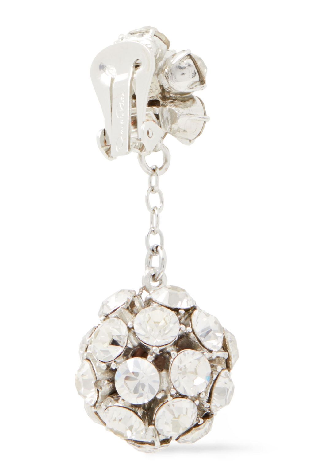 OSCAR DE LA RENTA Silver-tone crystal clip earrings