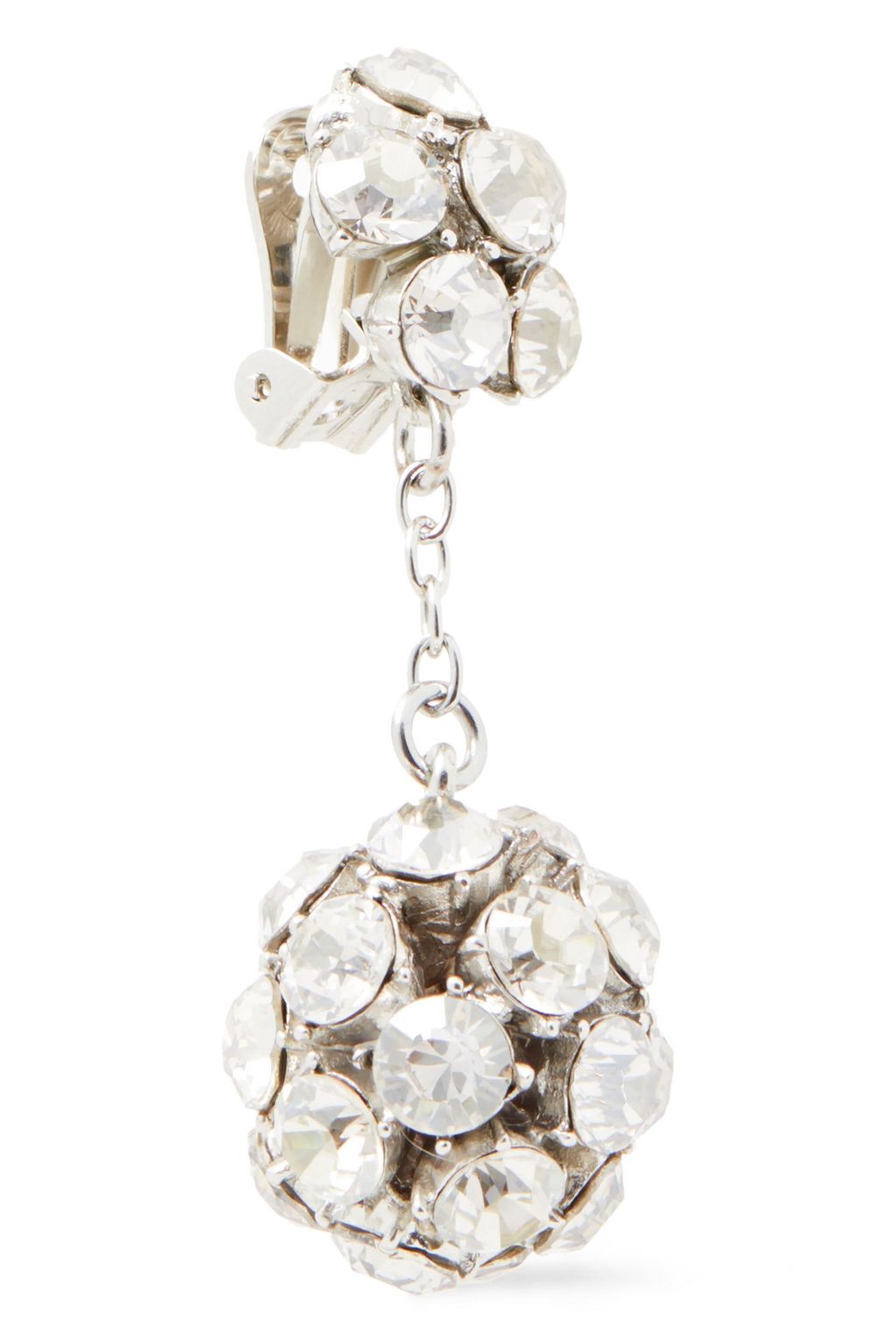 OSCAR DE LA RENTA Silver-tone crystal clip earrings