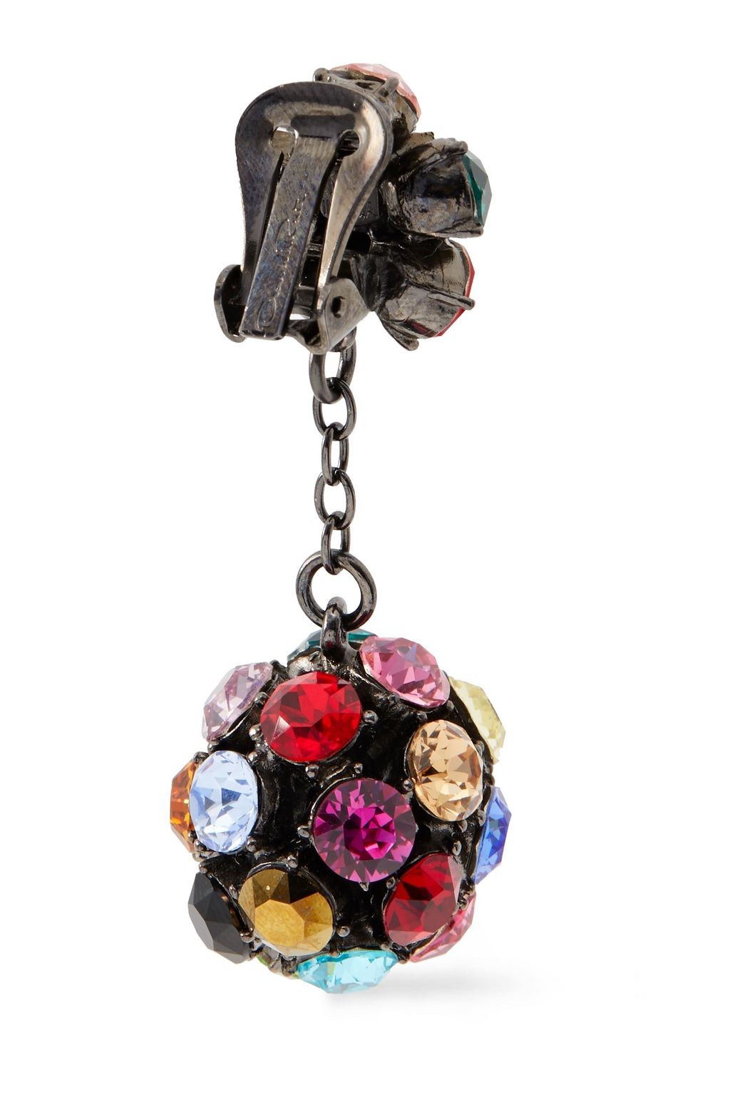 OSCAR DE LA RENTA Silver-tone crystal clip earrings