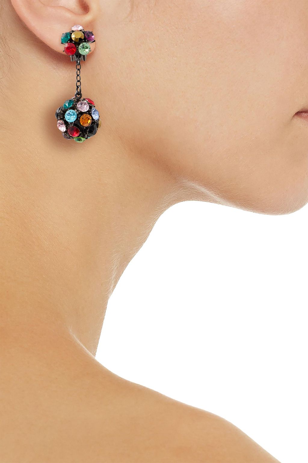 OSCAR DE LA RENTA Silver-tone crystal clip earrings
