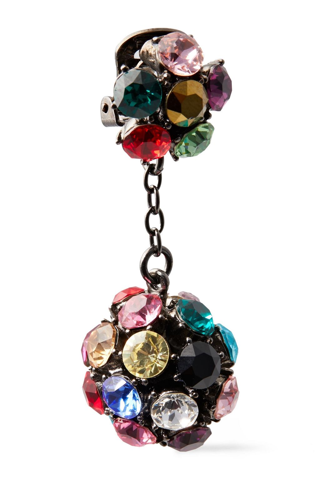 OSCAR DE LA RENTA Silver-tone crystal clip earrings