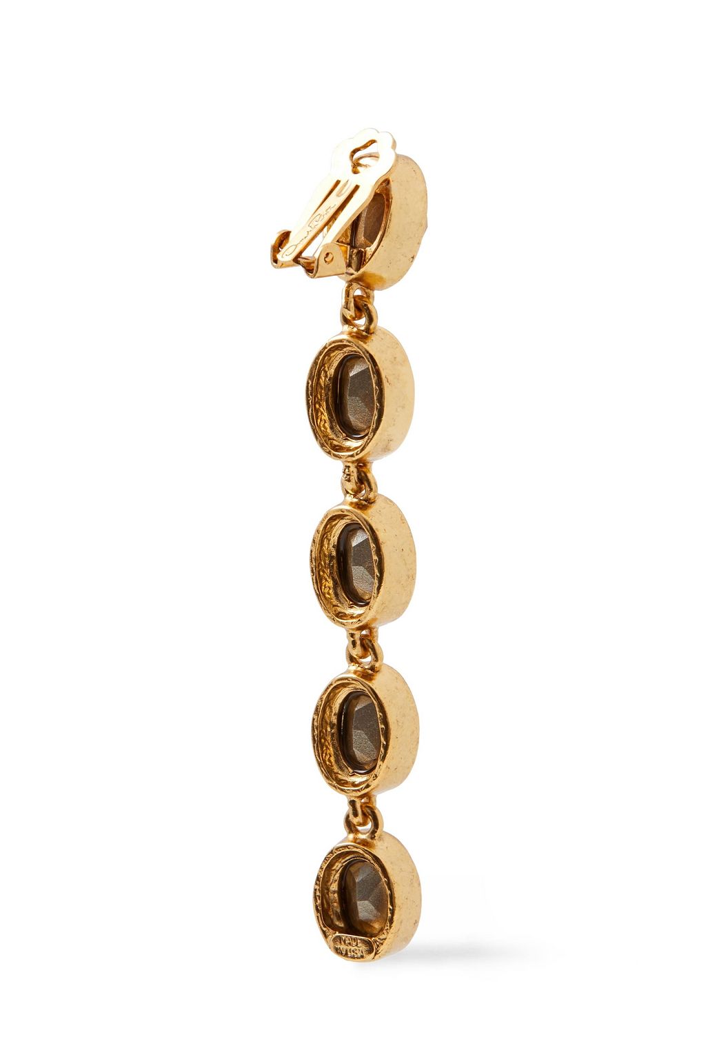 OSCAR DE LA RENTA Gold-tone crystal clip earrings