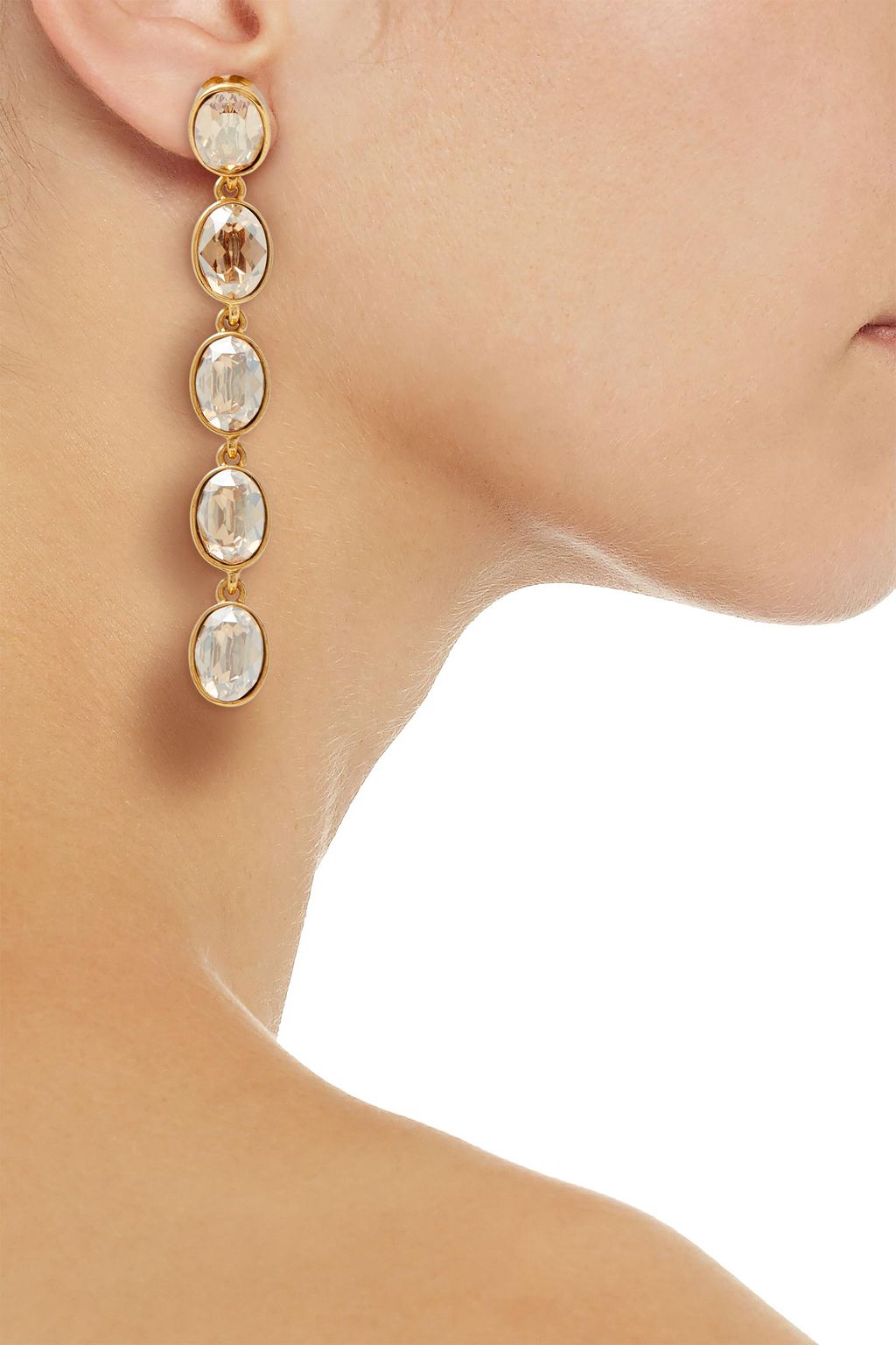 OSCAR DE LA RENTA Gold-tone crystal clip earrings