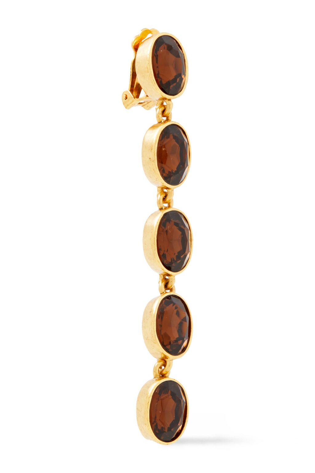 OSCAR DE LA RENTA Gold-tone crystal clip earrings