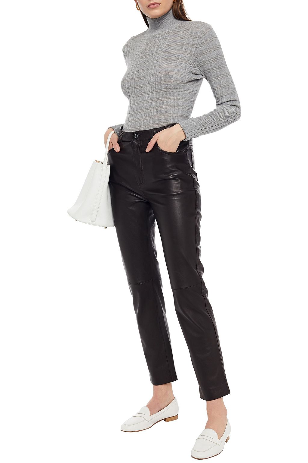 AUTUMN CASHMERE Ribbed cotton turtleneck sweater
