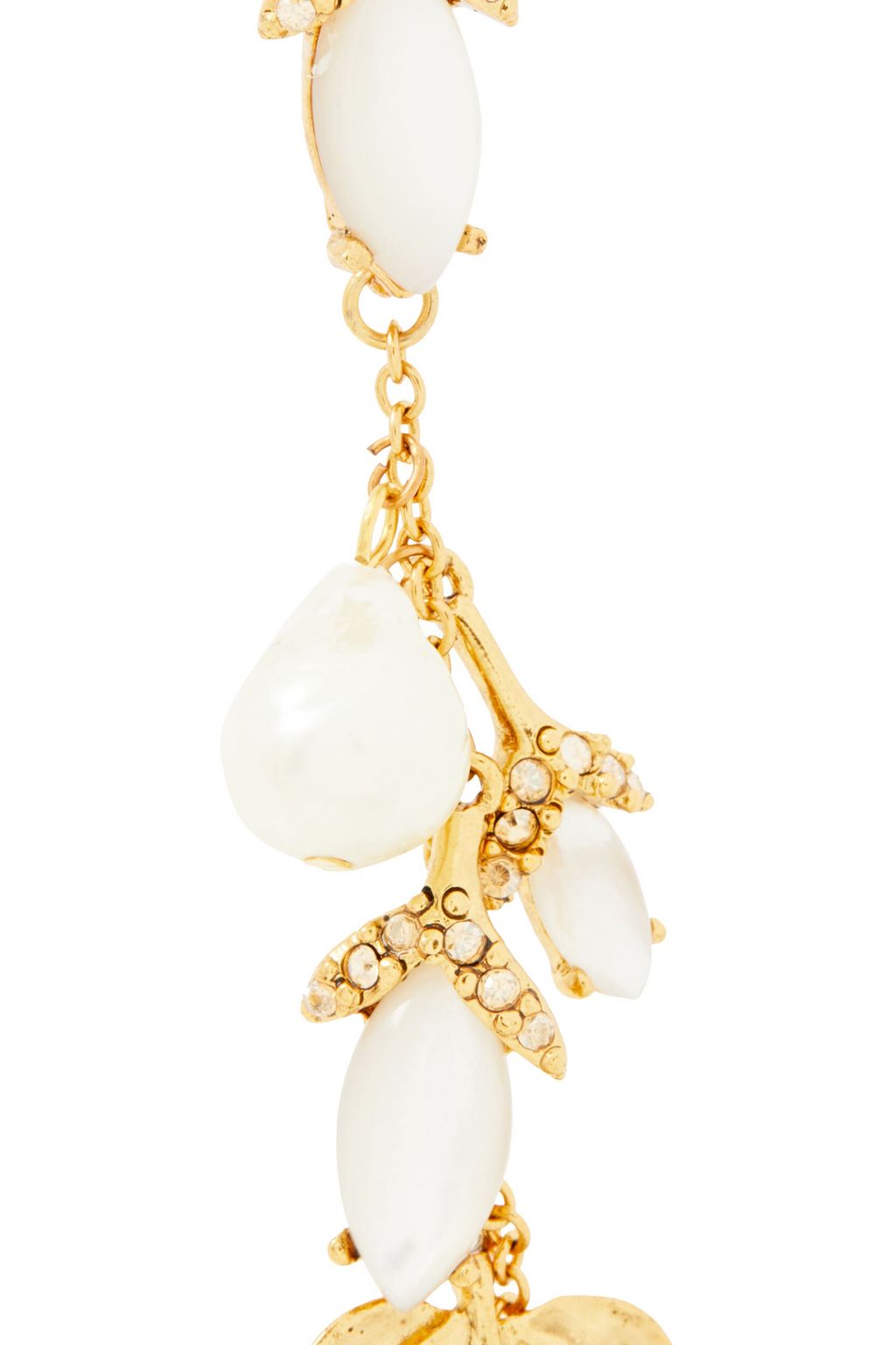 OSCAR DE LA RENTA Gold-tone, pearl, mother-of-pearl and crystal earrings
