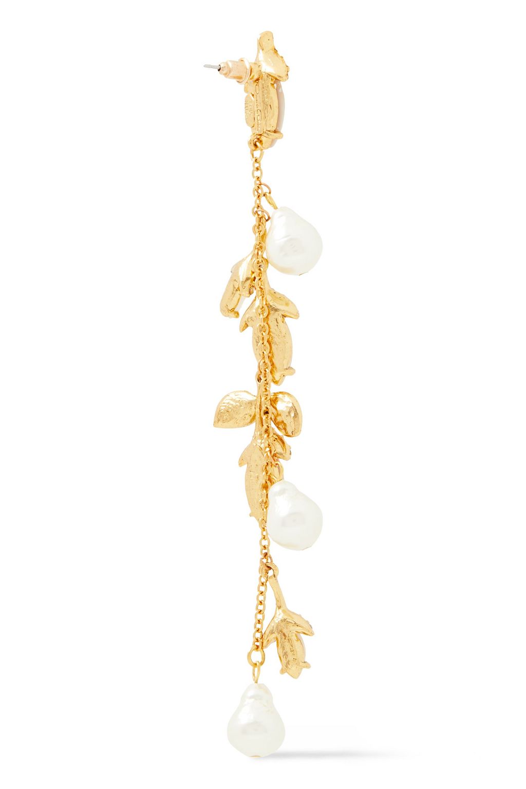 OSCAR DE LA RENTA Gold-tone, pearl, mother-of-pearl and crystal earrings