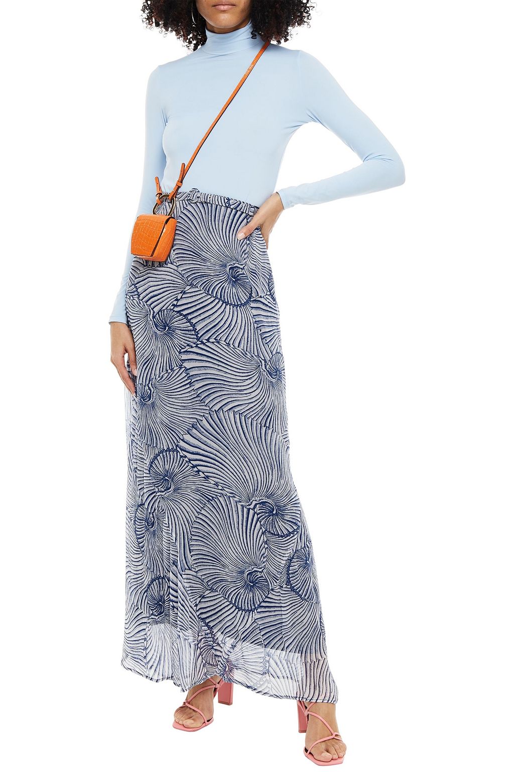 BAUM UND PFERDGARTEN Belted printed crepon maxi skirt