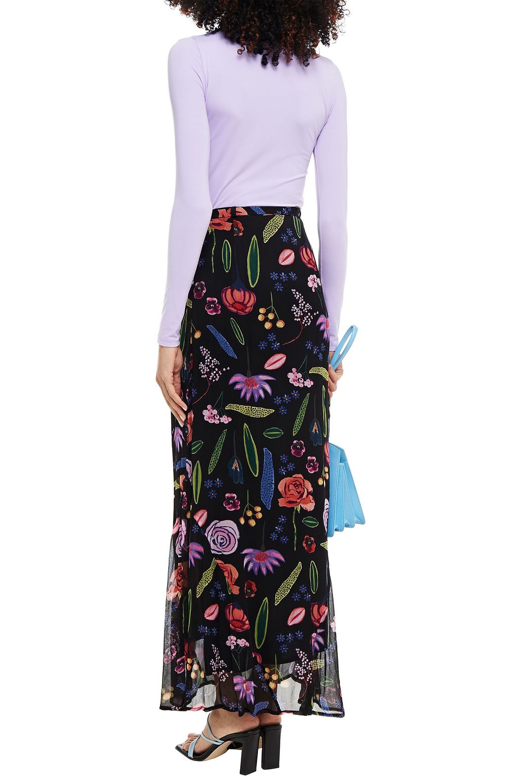 BAUM UND PFERDGARTEN Belted printed crepon maxi skirt