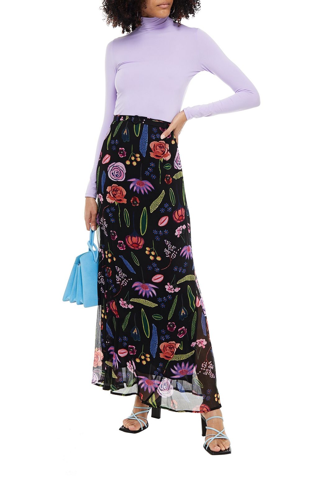 BAUM UND PFERDGARTEN Belted printed crepon maxi skirt