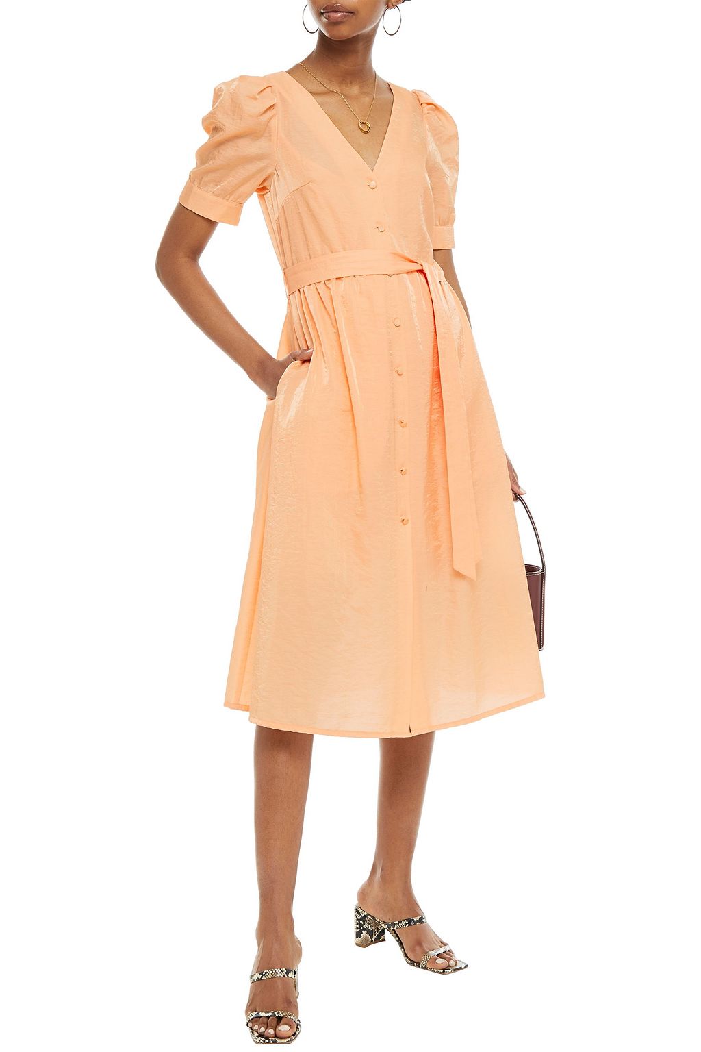 BAUM UND PFERDGARTEN Alma belted moire midi dress