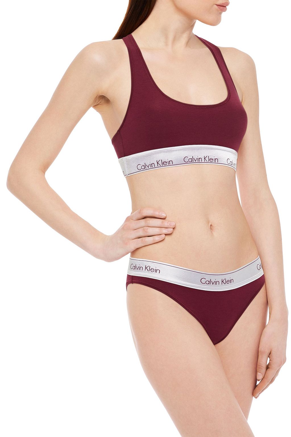 CALVIN KLEIN Monogram-trimmed stretch-cotton and modal-blend jersey mid-rise briefs
