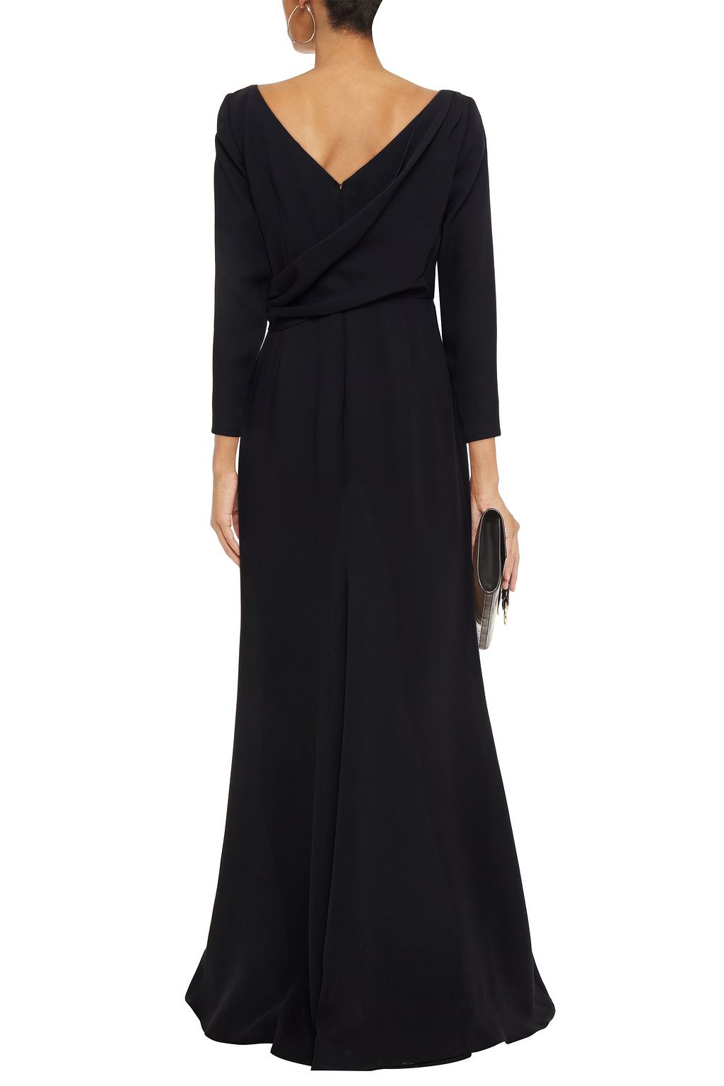 CAROLINA HERRERA Knotted draped silk-crepe gown