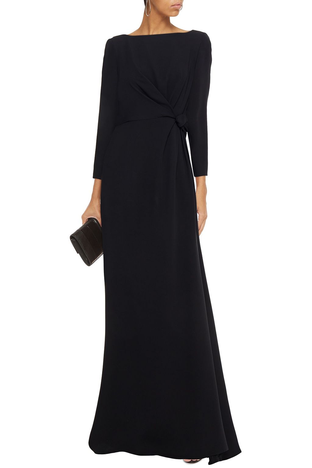 CAROLINA HERRERA Knotted draped silk-crepe gown