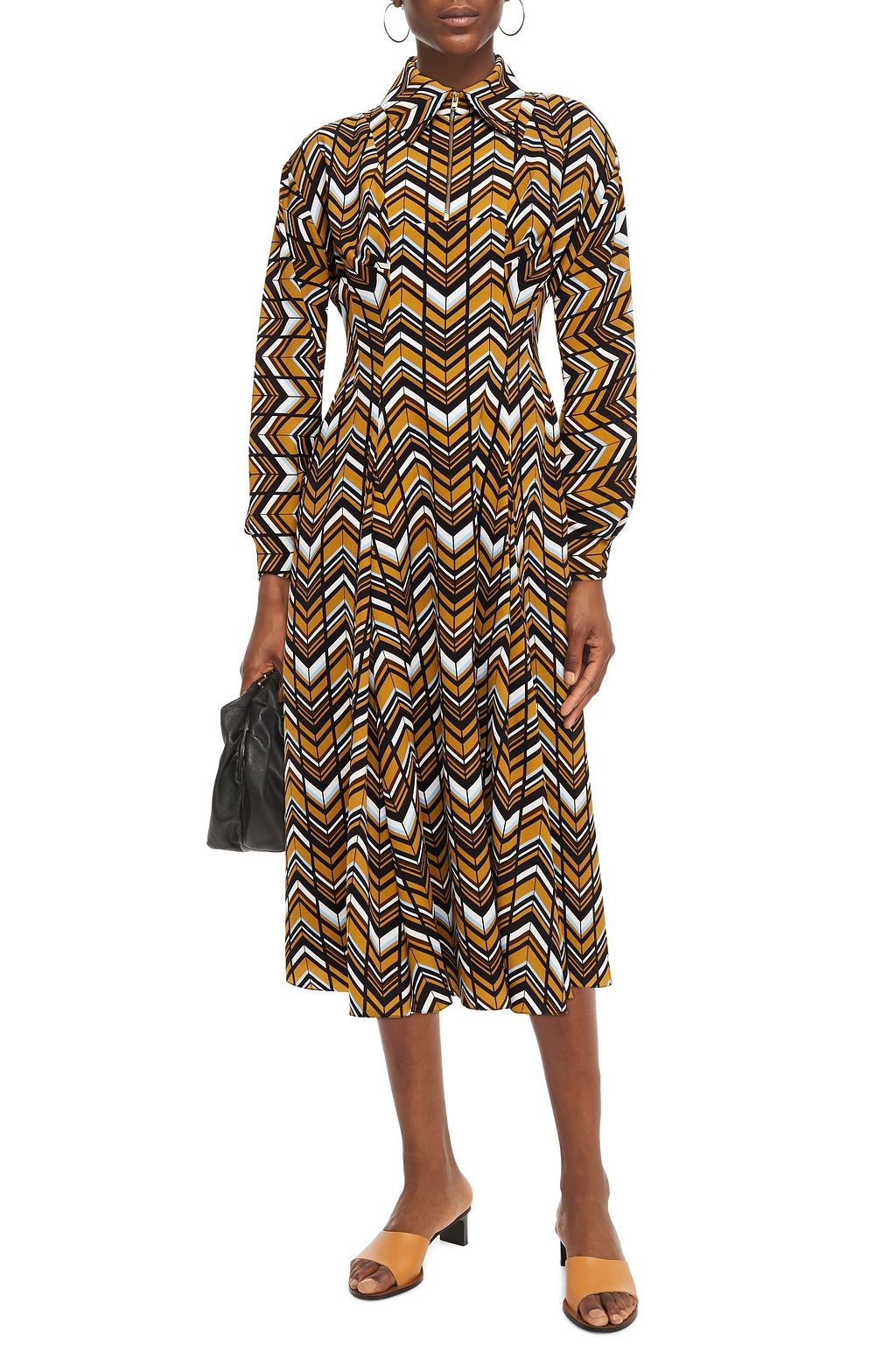 EMILIA WICKSTEAD Dannie pleated printed crepe de chine midi dress