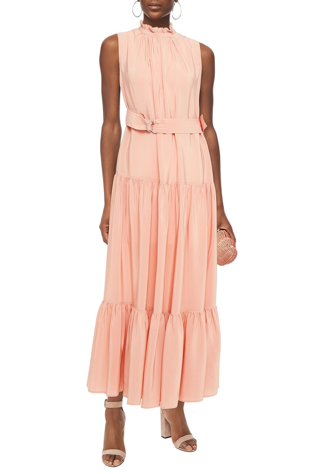 M MISSONI Belted tiered silk crepe de chine maxi dress