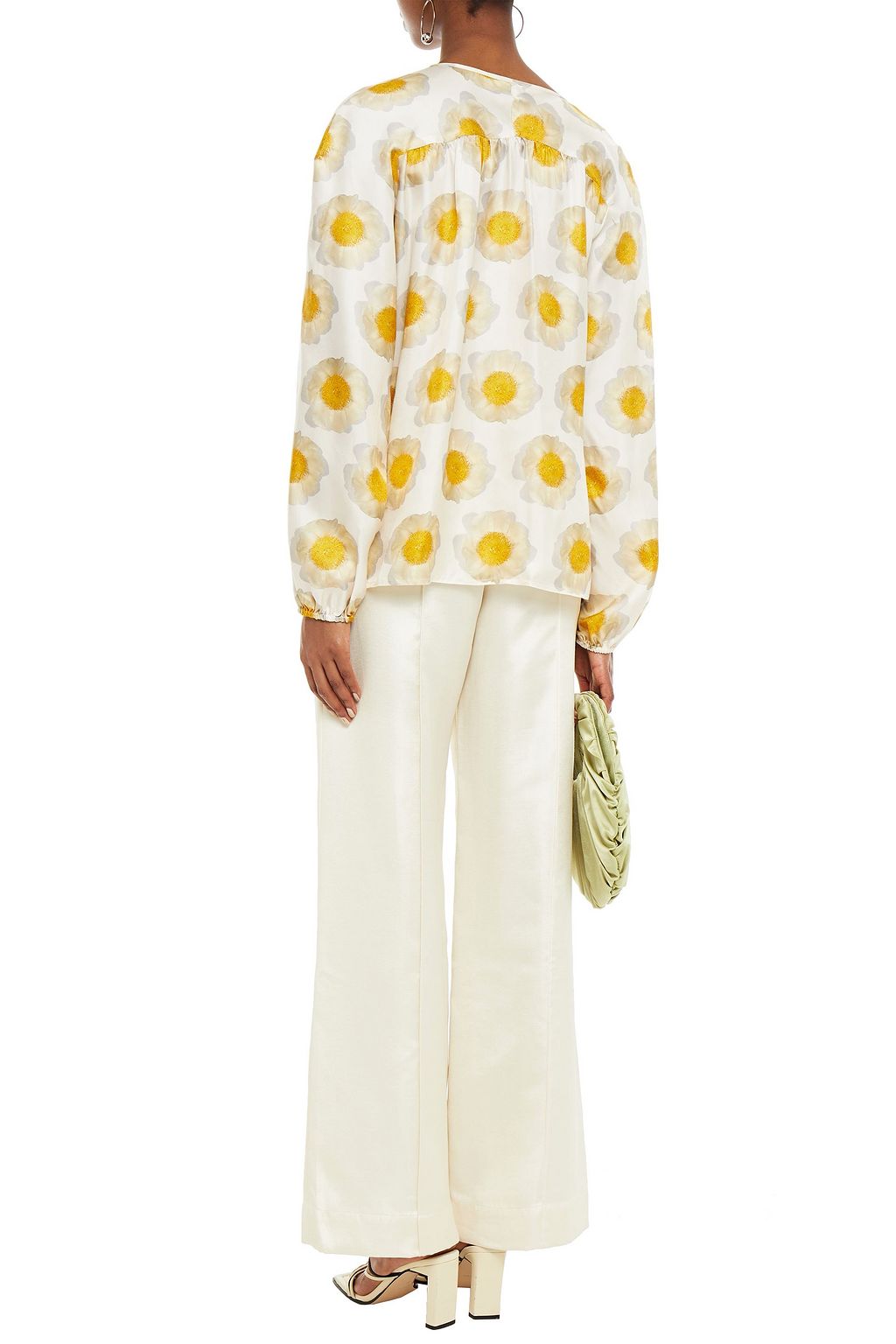 BAUM UND PFERDGARTEN Mannon floral-print silk-satin twill wrap blouse