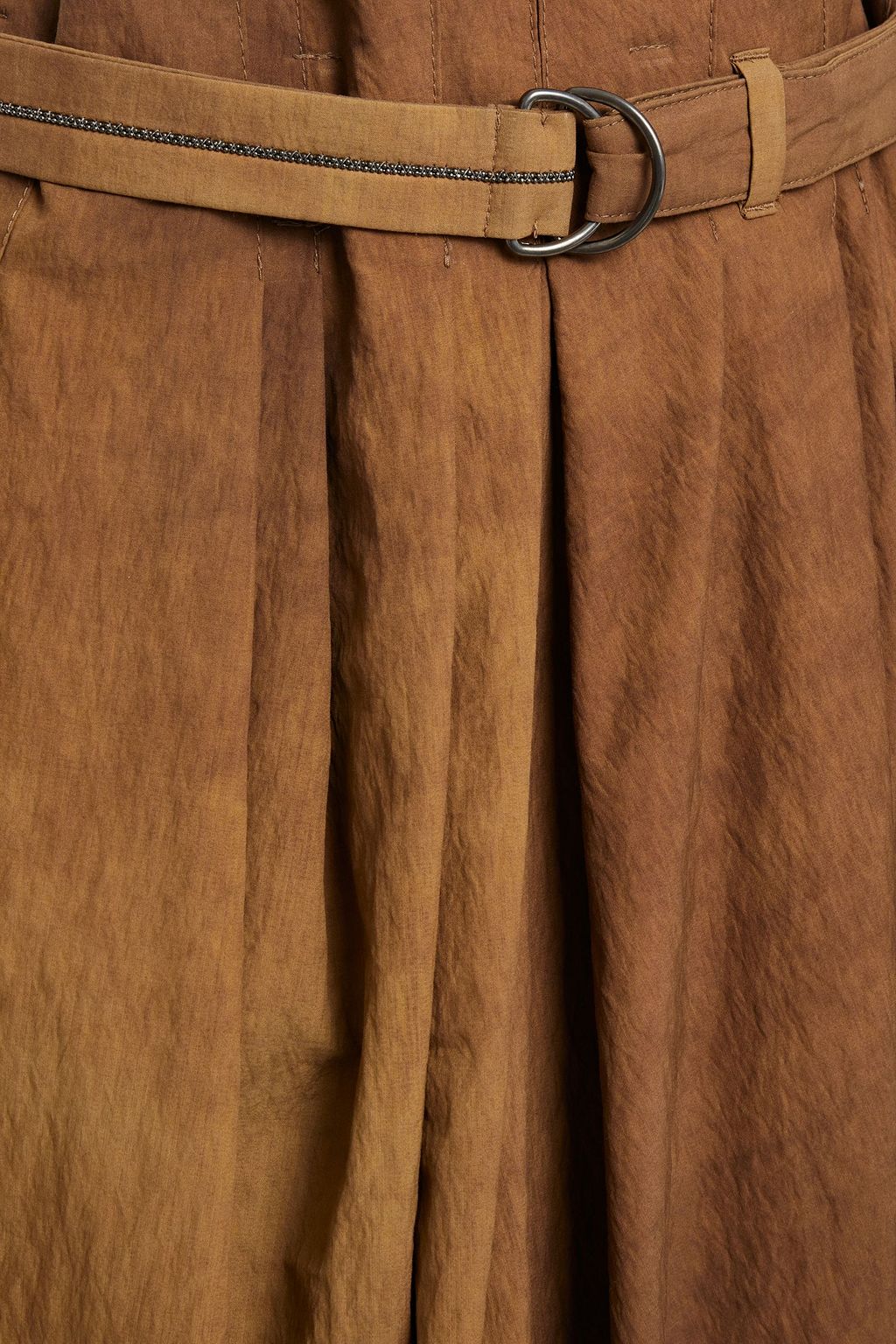 BRUNELLO CUCINELLI Asymmetric bead-embellished tie-dyed cotton-blend poplin skirt