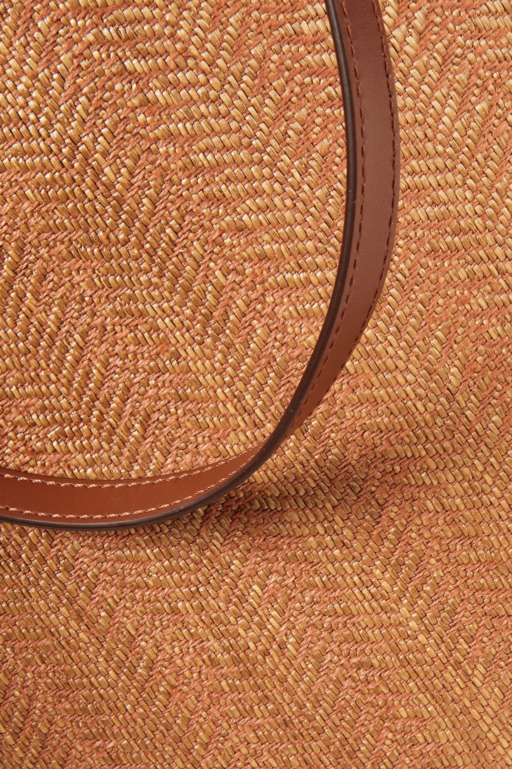 SERAPIAN Leather-trimmed raffia tote