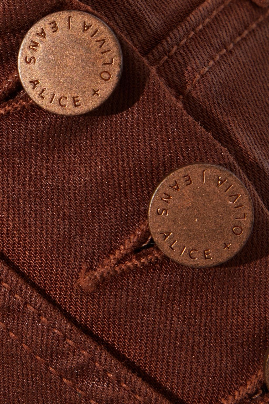 ALICE + OLIVIA Donald button-detailed coated high-rise skinny jeans