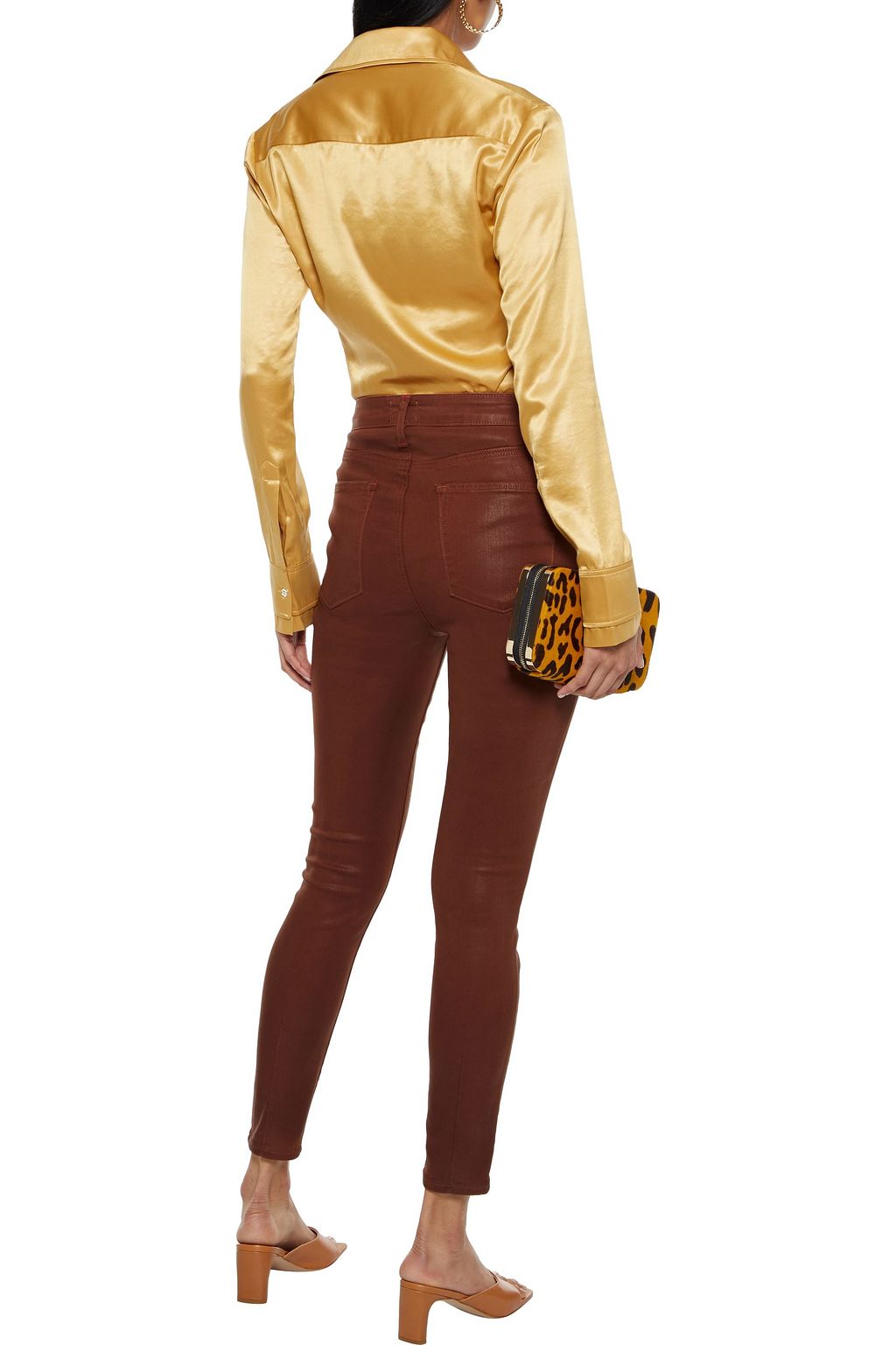 ALICE + OLIVIA Donald button-detailed coated high-rise skinny jeans