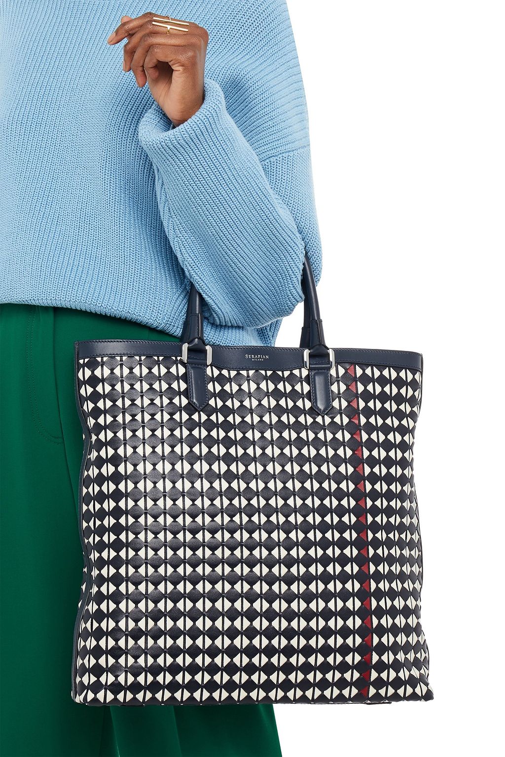 SERAPIAN Mosaico woven leather tote