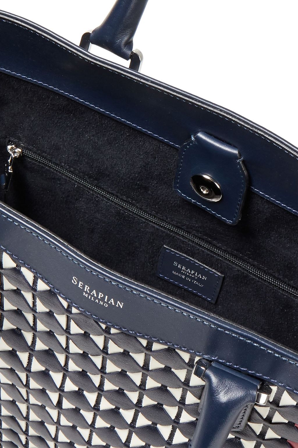 SERAPIAN Mosaico woven leather tote