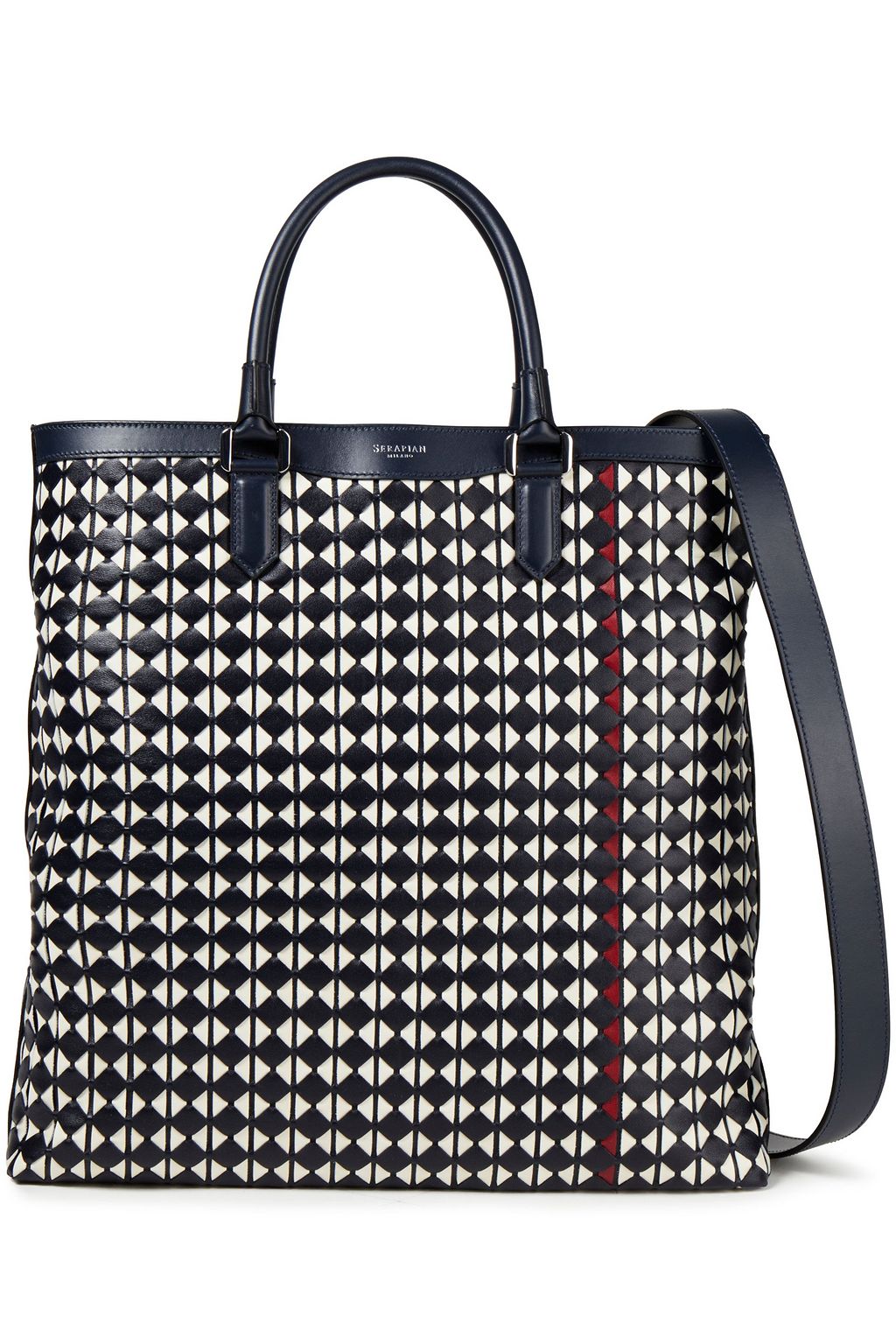 SERAPIAN Mosaico woven leather tote