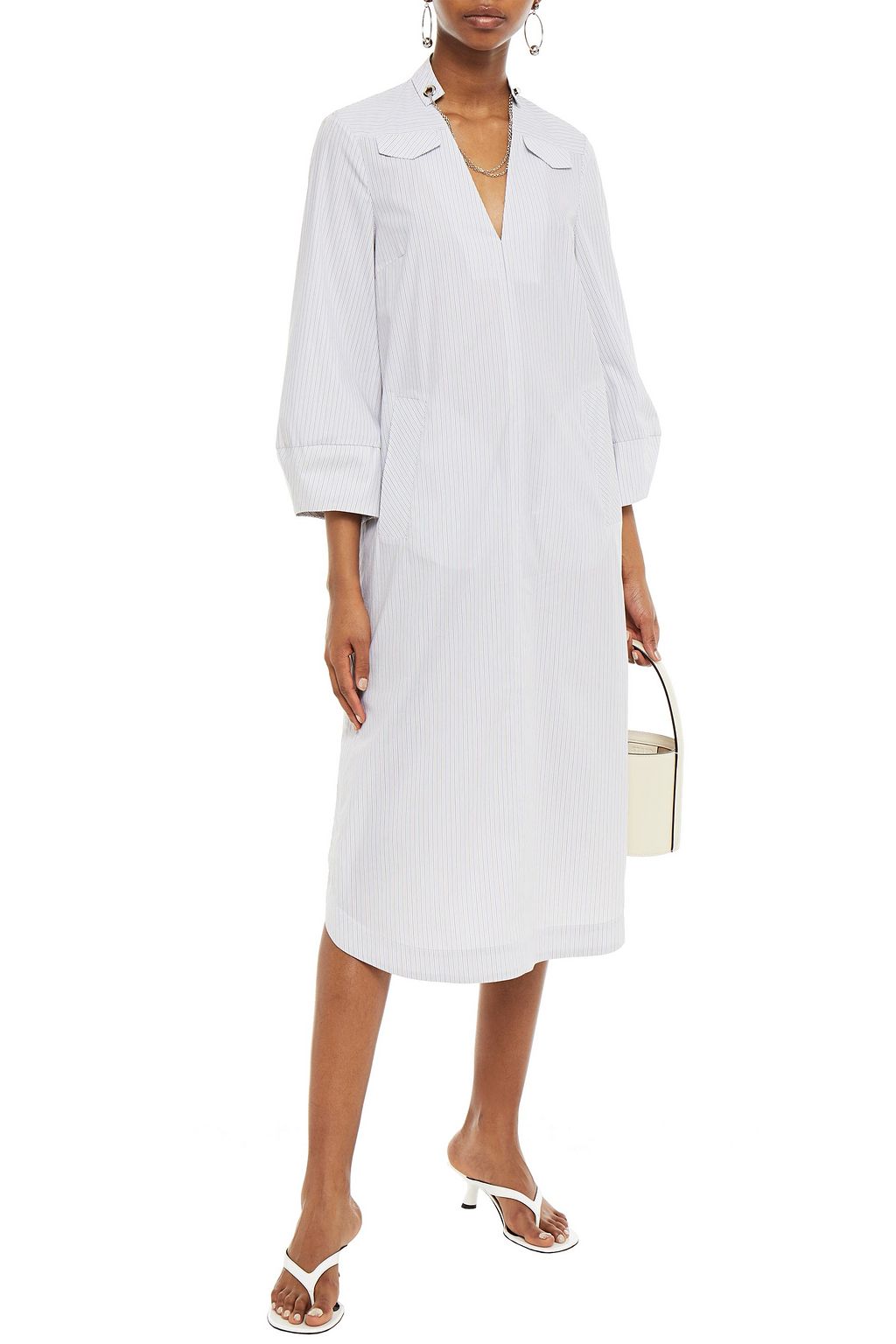 BAUM UND PFERDGARTEN Adwoa striped cotton-blend poplin midi dress