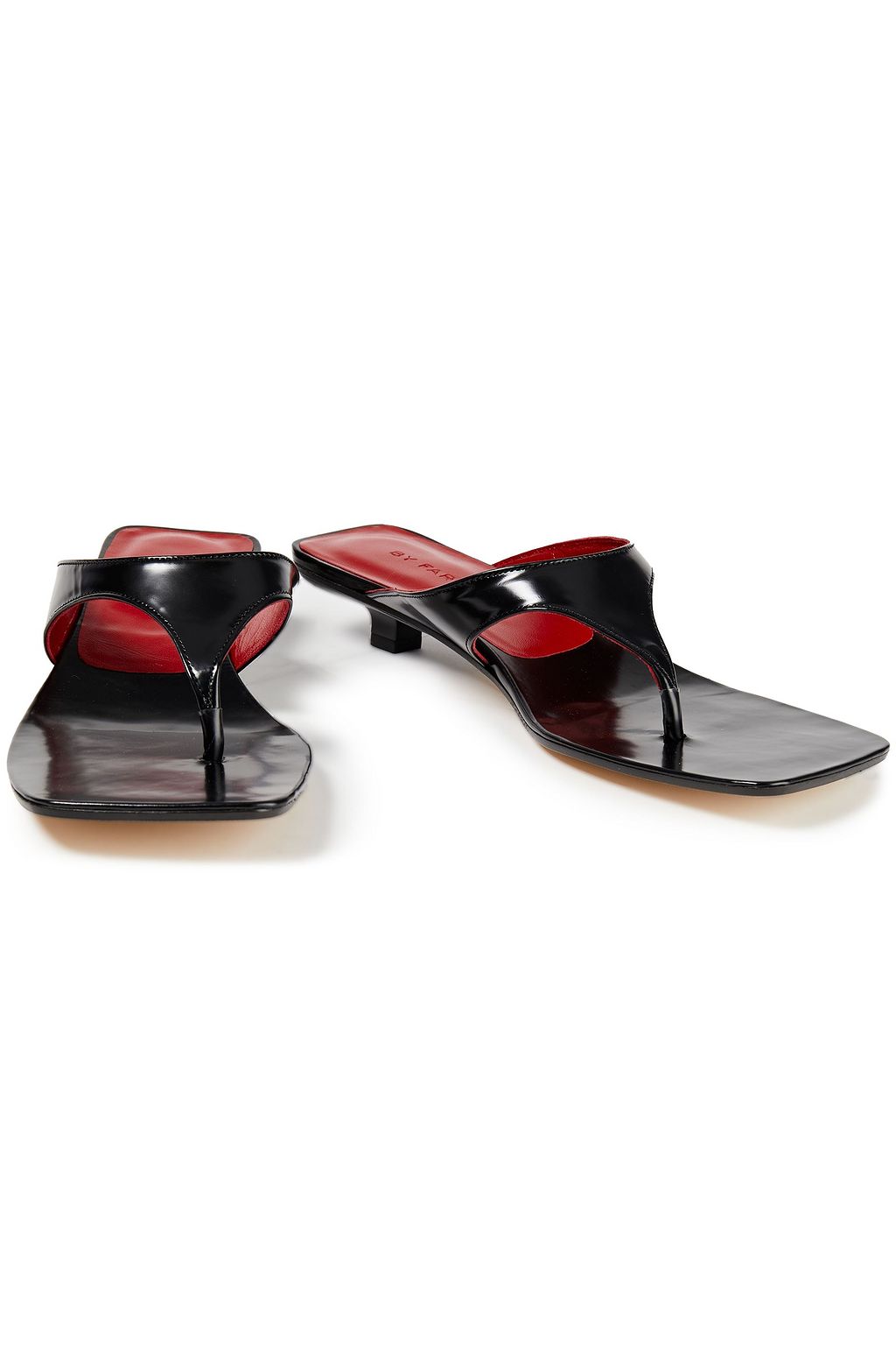 BY FAR Jack glossed-leather mules