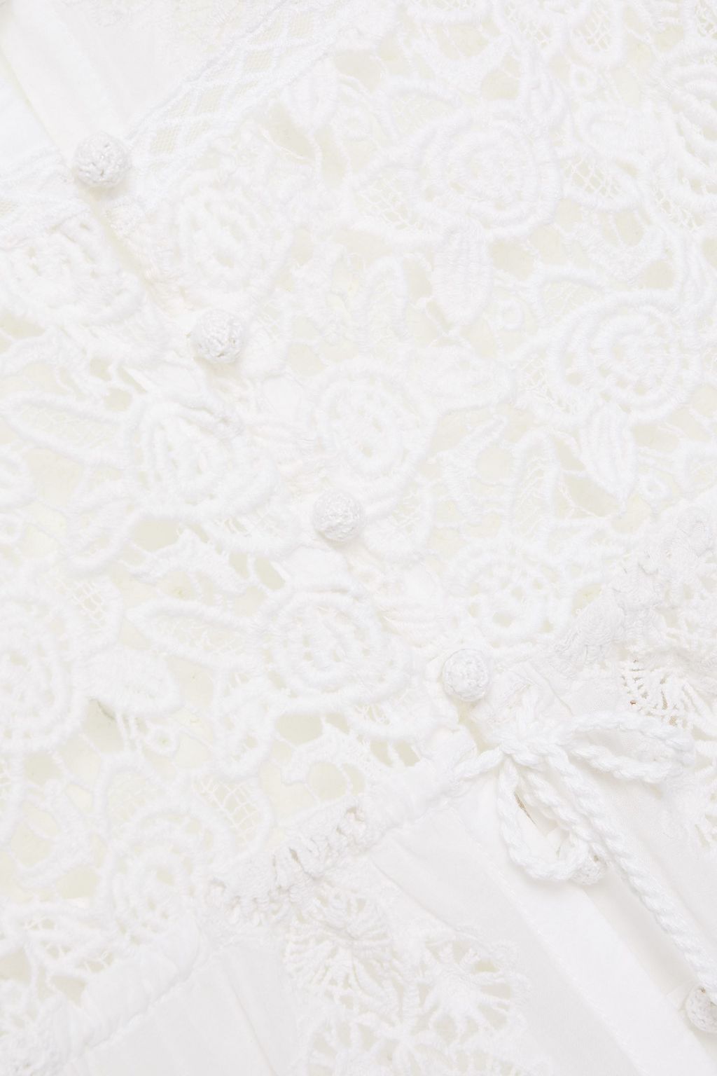 ANJUNA Paneled broderie anglaise cotton and guipure lace midi dress