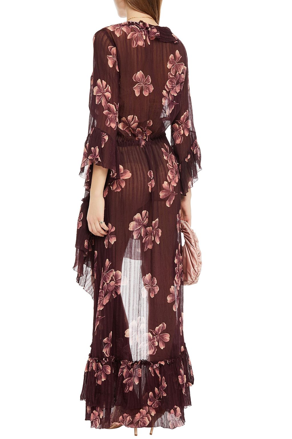 ANJUNA Ruffled floral-print cotton and silk-blend georgette mini dress