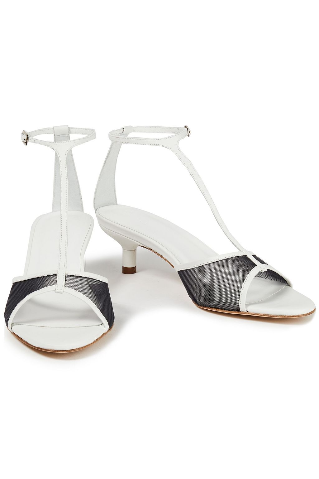 BY FAR Baby mesh-trimmed leather sandals
