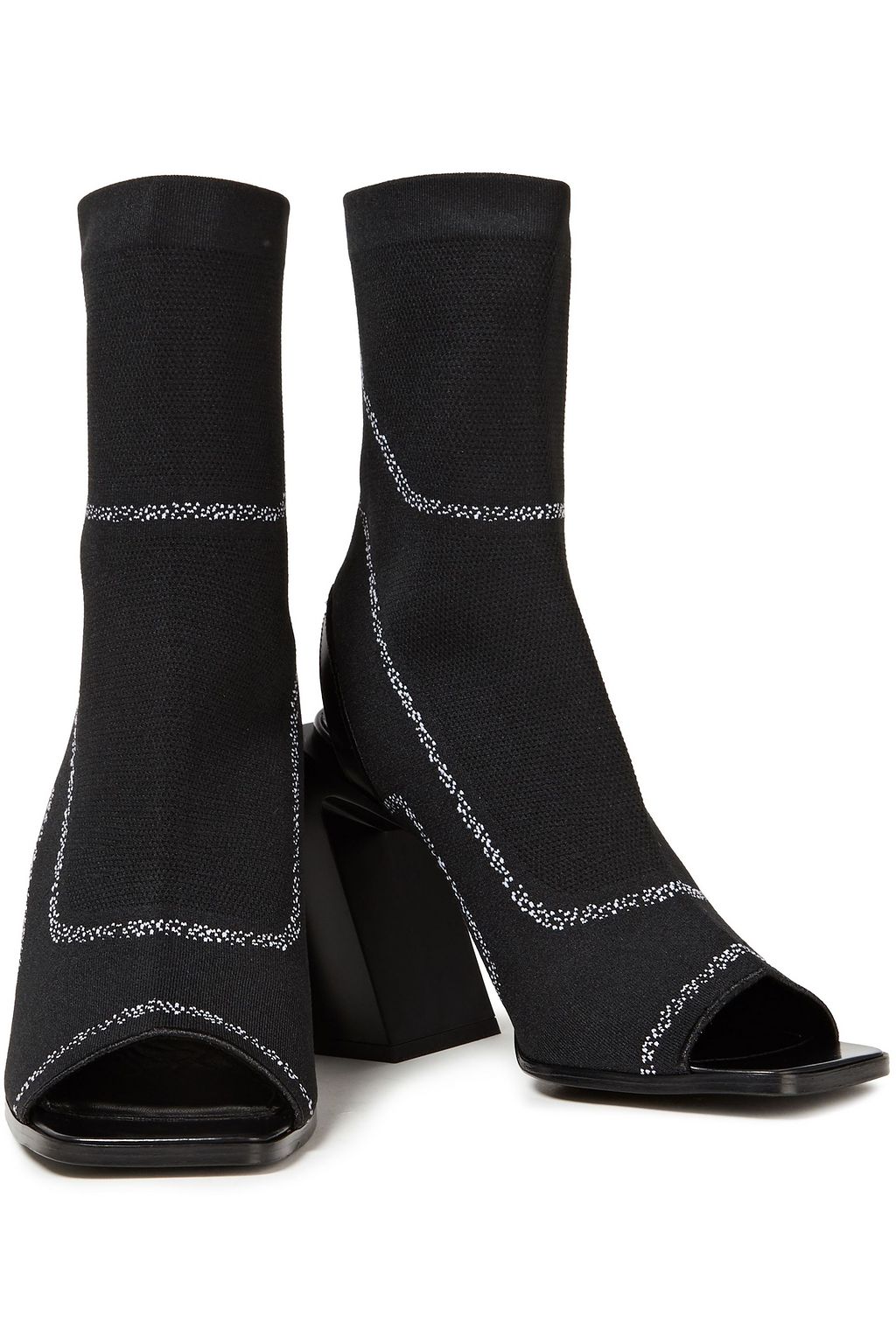 KENZO Leather-trimmed intarsia-knit ankle boots