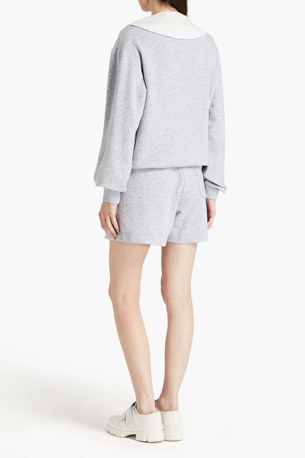 SLEEPER Diana mélange cotton-blend fleece shorts and sweatshirt set