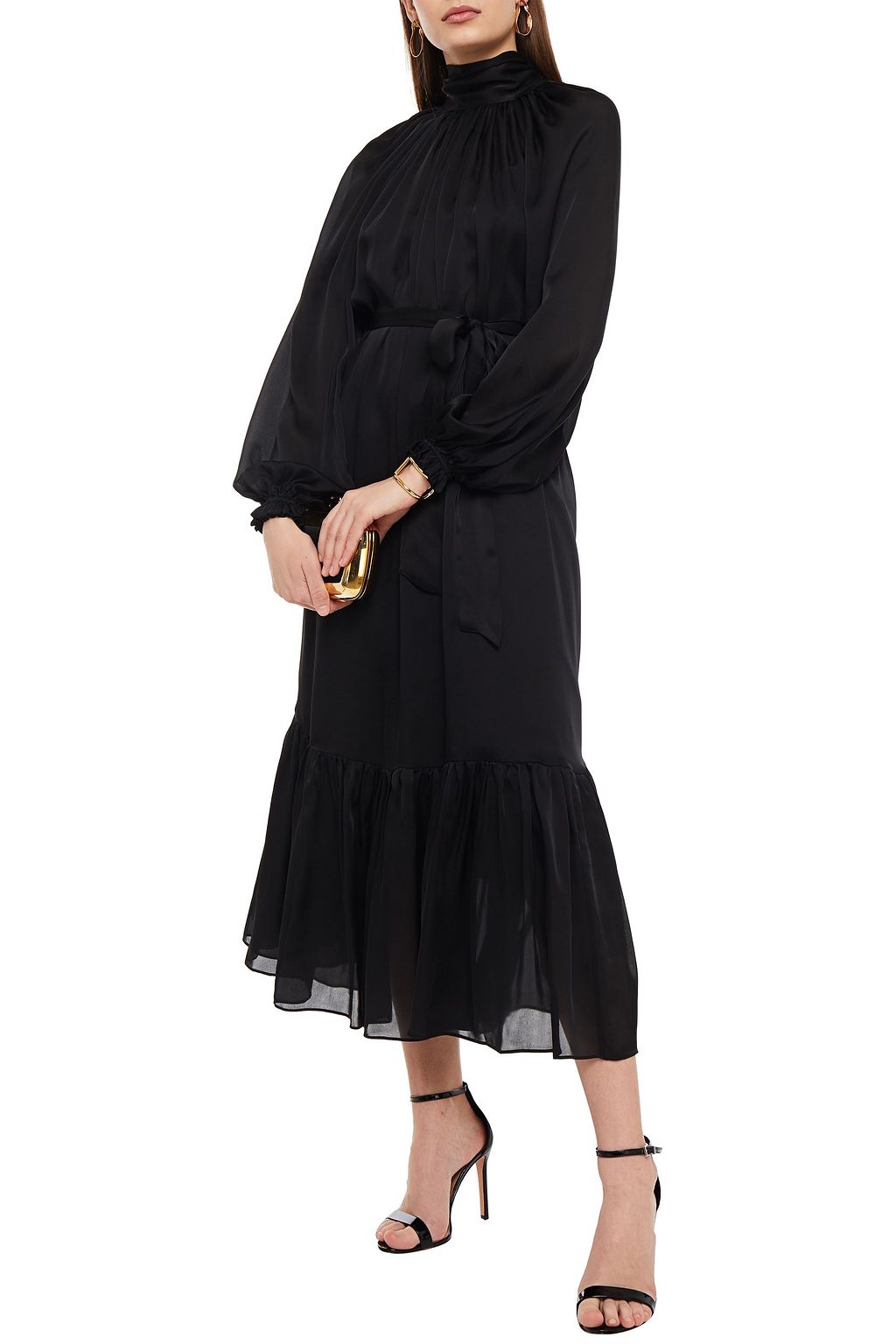 ZIMMERMANN Belted bow-detailed washed-silk midi dress